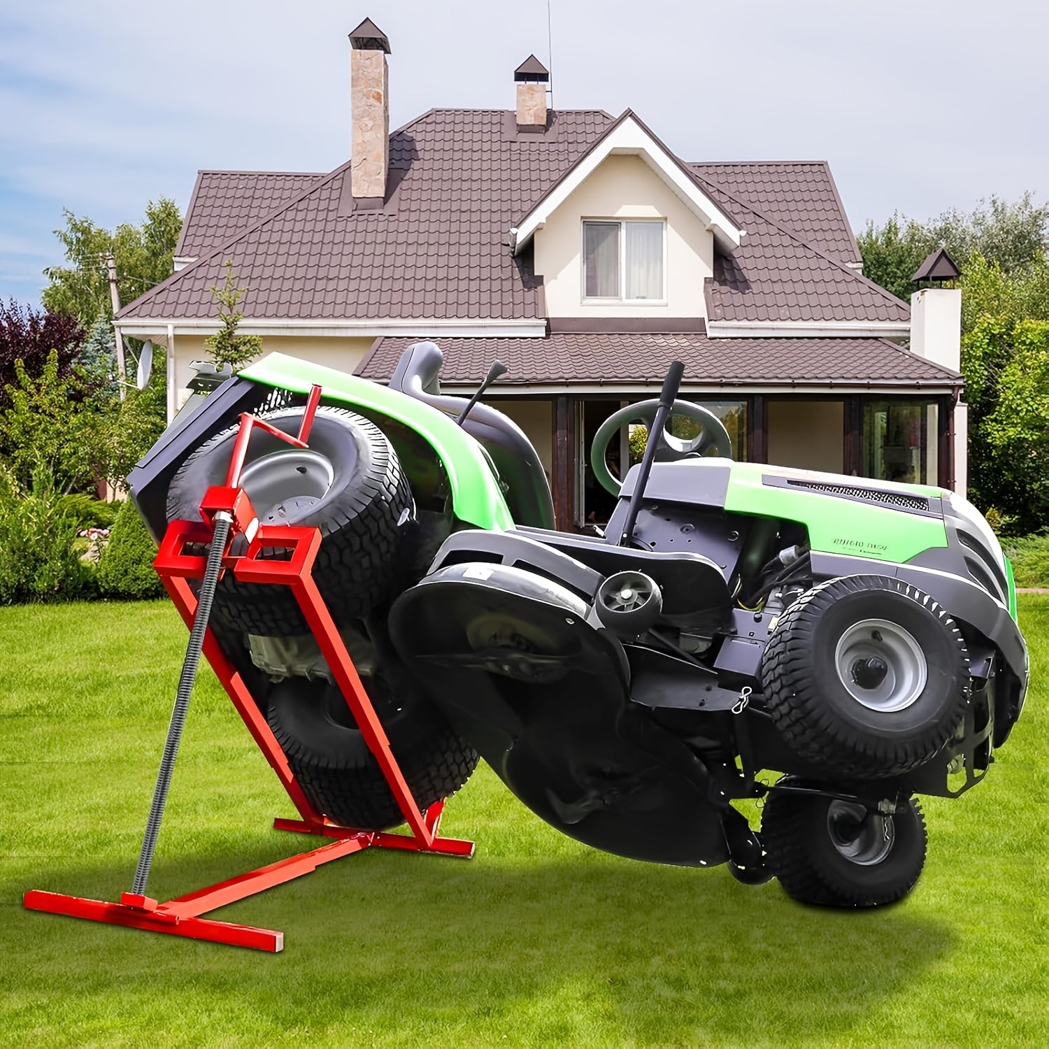 880 lb Capacity Telescopic Lawn Mower Lift Jack with Manual and Power‑Tool Extension Handles, Adjustable Height