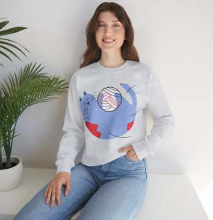 Chic Printed Round Neck Loose Sweatshirt for Women