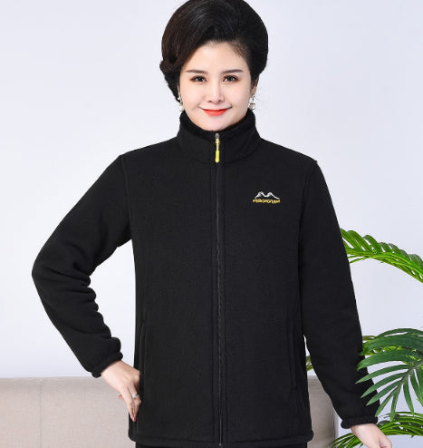 Middle-aged and Elderly Thickened Fleece Hooded Sweatshirt