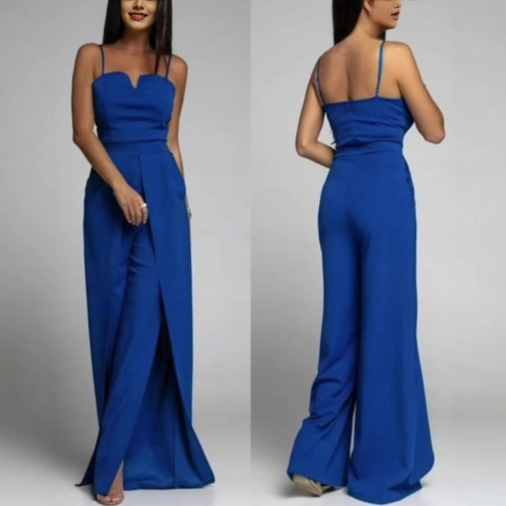 Sleek Bustier Slit Jumpsuit for Women