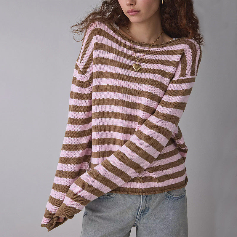 Womens Round-neck Long-sleeve Knit Top