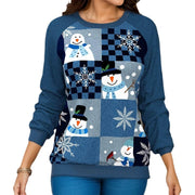 Festive Christmas Printed Raglan Sleeve Sweater