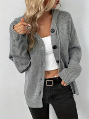 Solid Color Hooded Single-breasted Sweater
