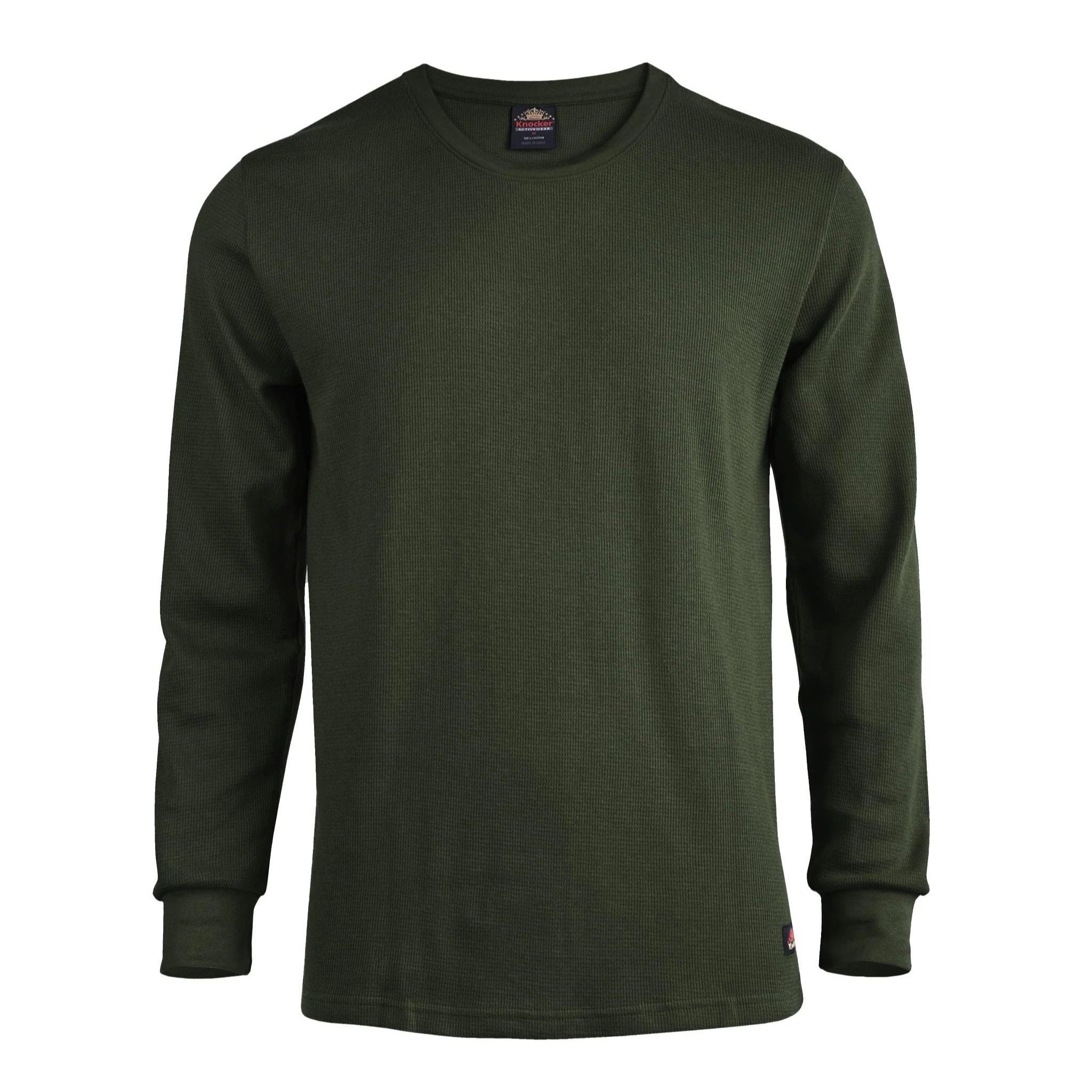Plus Size Men's Thermal Long Sleeve Shirt – Waffle Knit, Medium Warmth, Cuff Detail