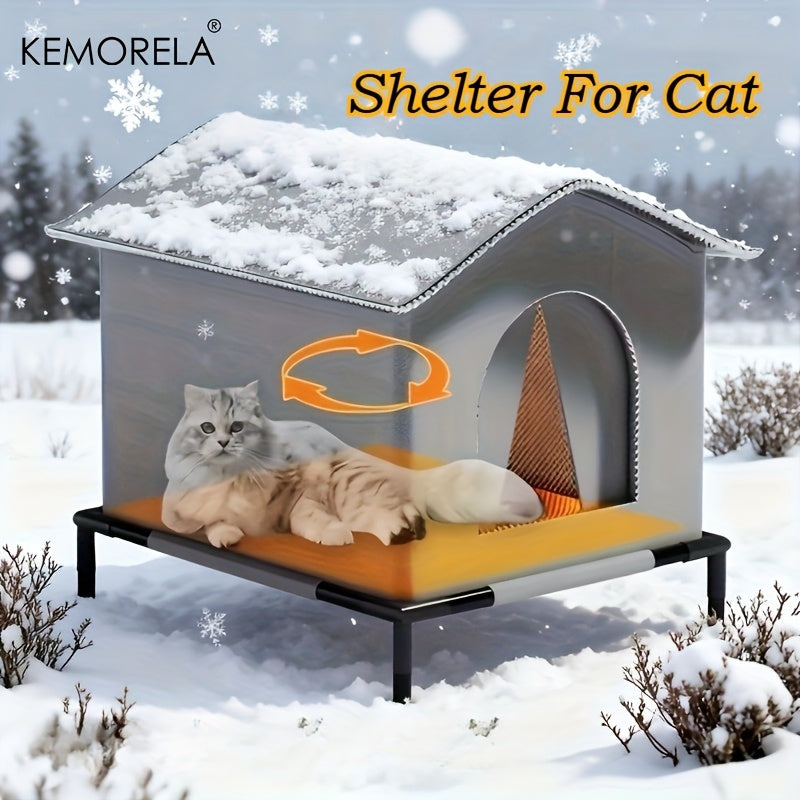 Kemorela All-Weather Outdoor Cat House & Dog Kennel - All-Season Insulated Pet Shelter With Plush Oxford Fabric Roof, Easy Assembly, Spacious Cage-Like Design For Cats, Small/Medium/Large Dogs, Rab...