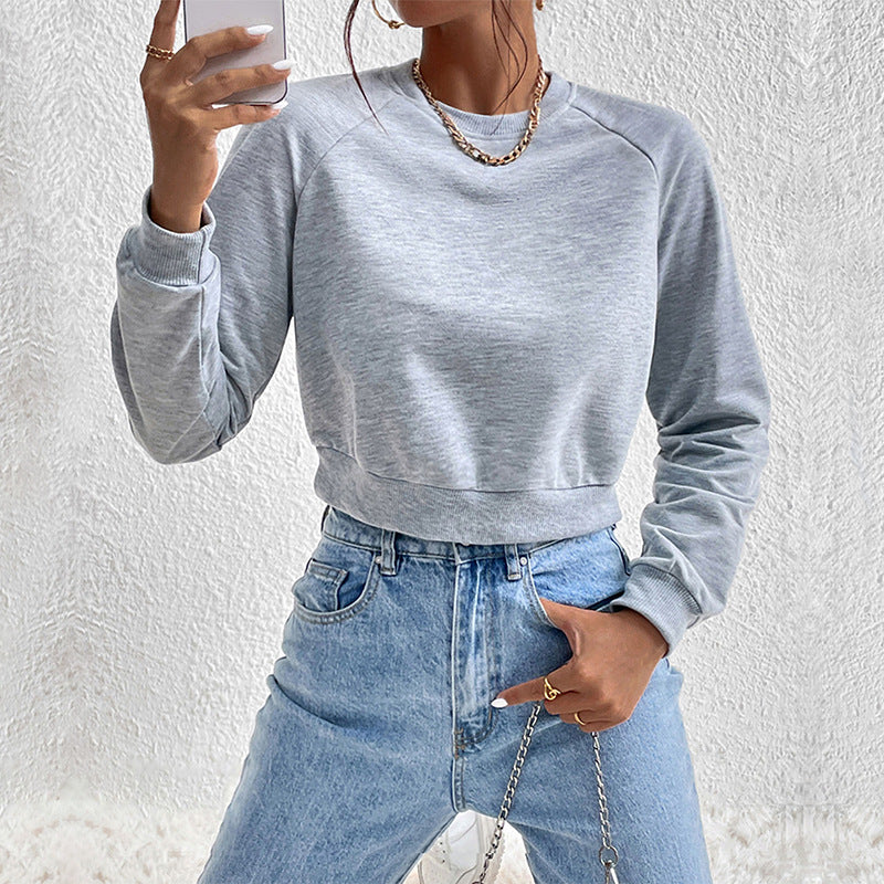 Women's Solid Long Sleeve Casual Pullover Hoodie