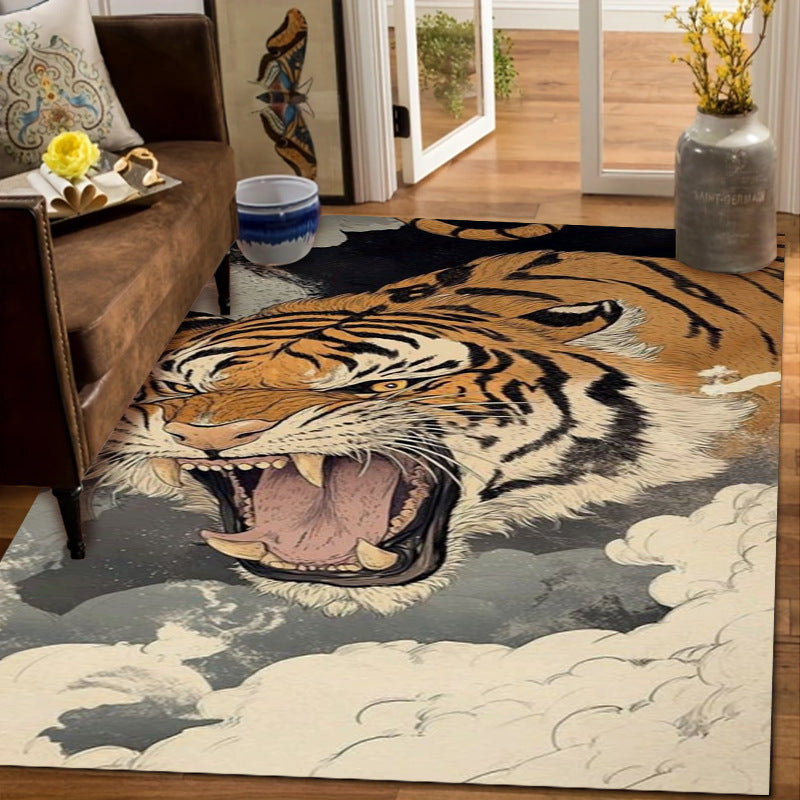 Floral Animal Bedside Rug - Machine Washable Crystal Velvet Decorative Mat