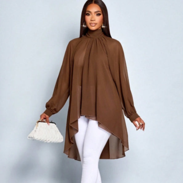 Elegant Loose Asymmetrical Long‑Sleeve Top – Versatile & Stylish