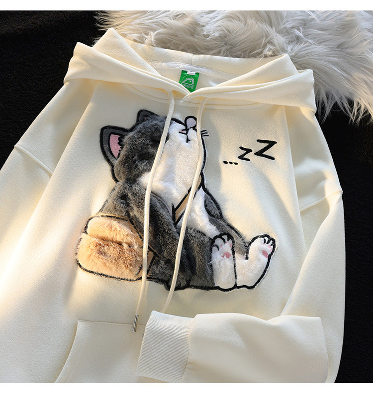 Cozy Flocked Ragdoll Couple's Hooded Sweater Jacket