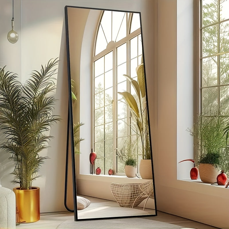 59 x 16 inch arched full-length mirror with tilt option aluminum frame