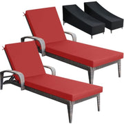 4pcs Outdoor Patio Set Includes 2 Chaise Lounge Adjustable Straps 21X70X3 in And 2 Patio Lounge Covers 30X80X26 In, Waterproof UV Resistant for Outdoor Furnitures
