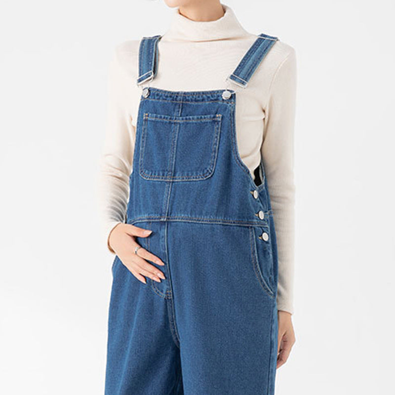 Stylish Maternity Denim Overalls with Gentle Tummy Support