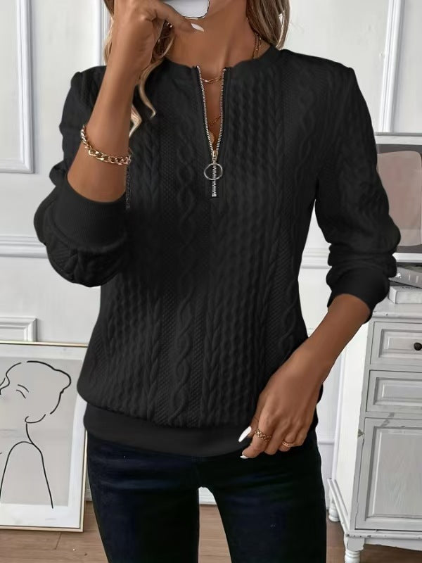 Women's Quilted Zip Pullover Leisure Hoodie