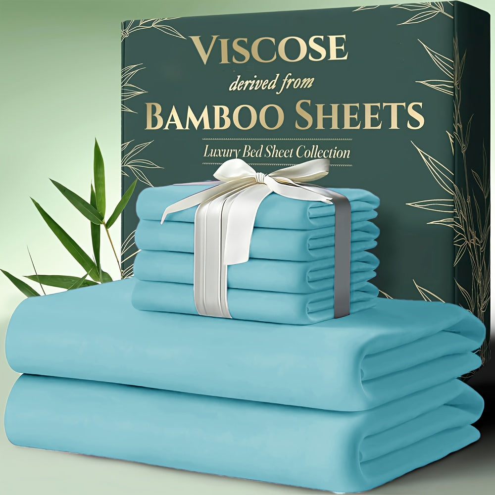 6pcs Bamboo Cooling Bed Sheets Sets Queen Size