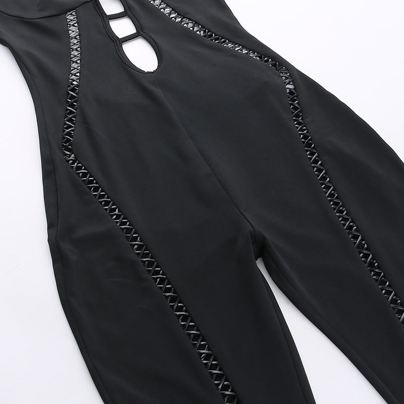 Women's Sleek Halter Hollow-Out Slim Jumpsuit