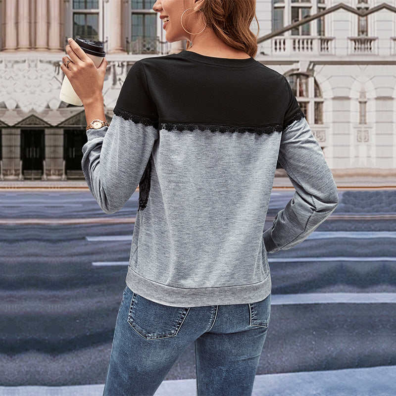 Chic Color-Block Long-Sleeve Sweater for Fall