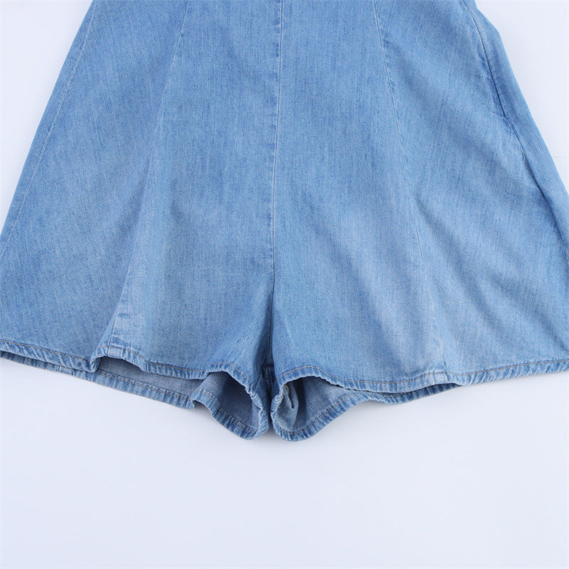 Chic Summer Off-the-Shoulder Denim Jumpsuit