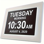 1pc Extra Large Clock, Non-Abbreviated Day & Month 2 Color Display Settings Digital Photo Frame Media Player Clock