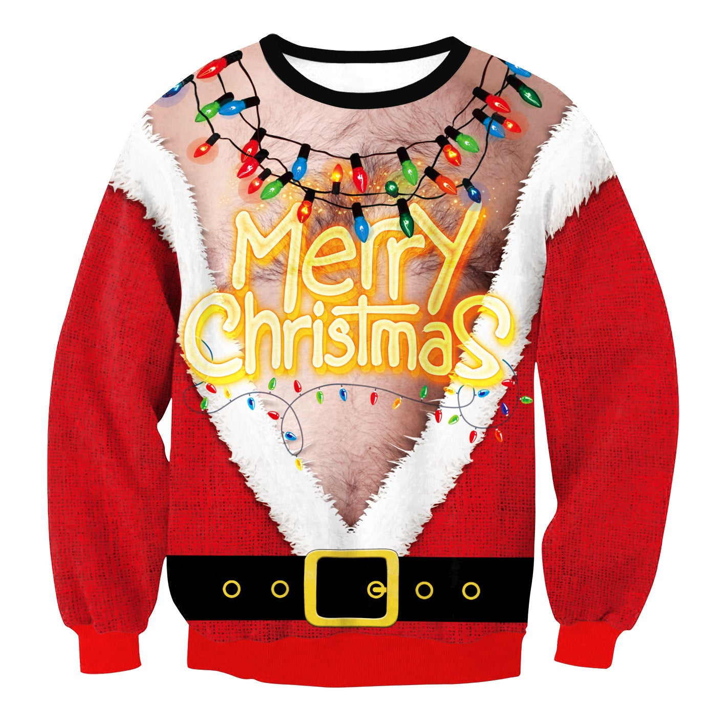Festive Santa Print Long Sleeve Christmas Sweatshirt Dress