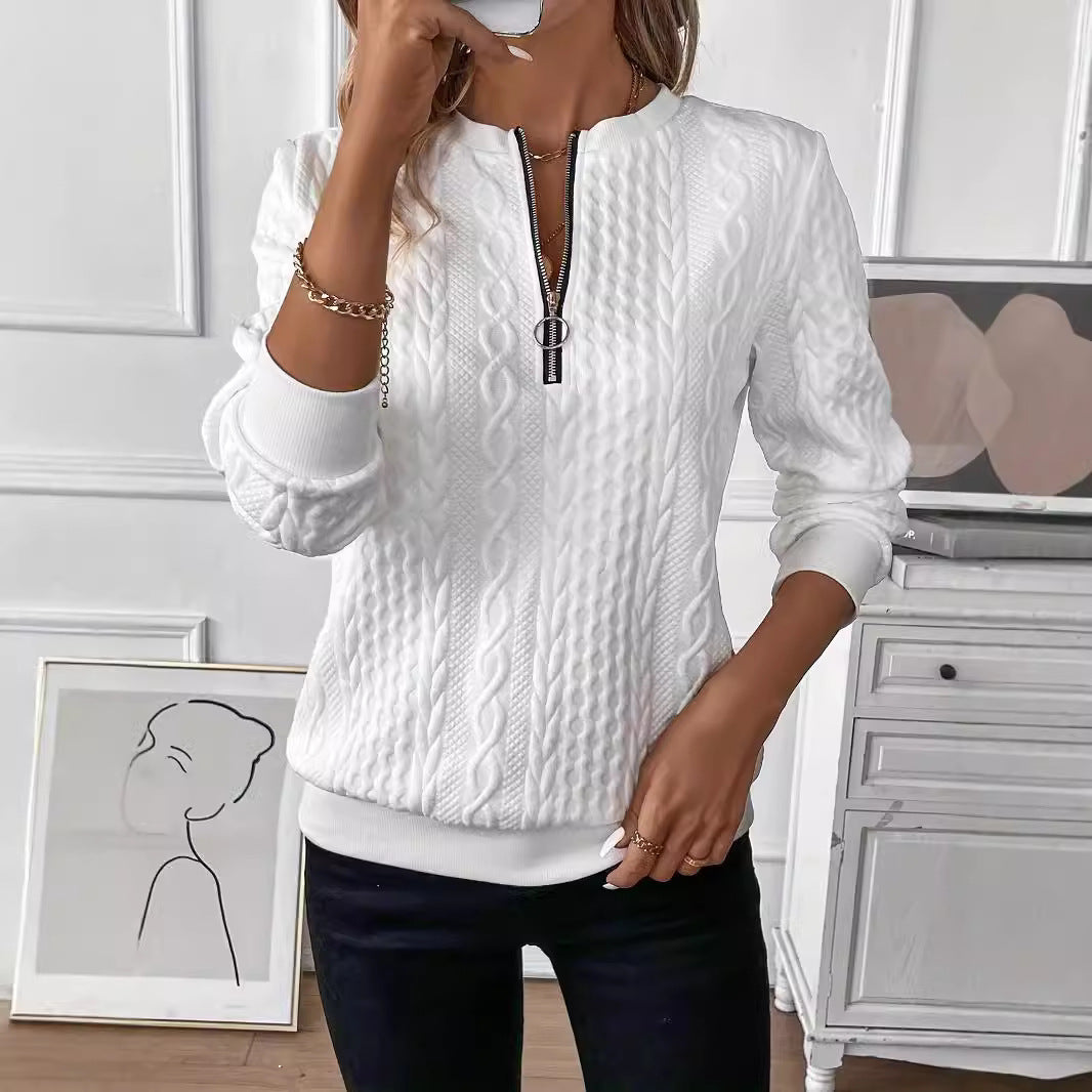 Women's Quilted Zip Pullover Leisure Hoodie