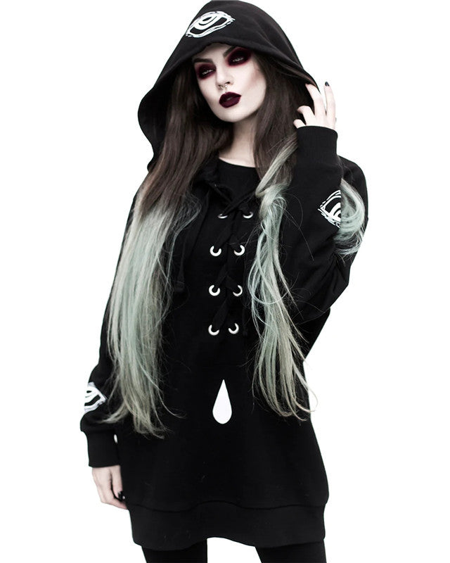 Women's Punk Print Oversized Long Sleeve Sweatshirt