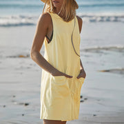 Women's Casual Cotton Linen Vest Romper Shorts