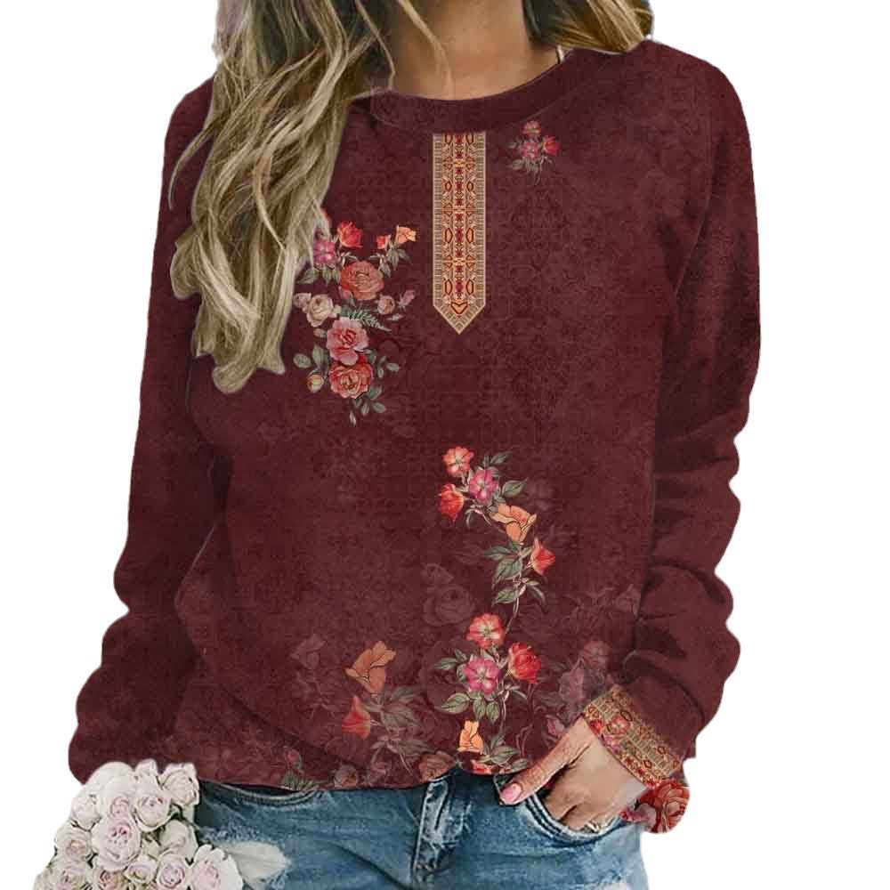 Women's Retro Tie-Dye 3D Digital Print Pullover Sweater
