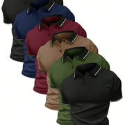 6‑Piece Men's Short‑Sleeve Polo Shirt Pack – Casual Summer Golf & Outdoor T‑Shirt
