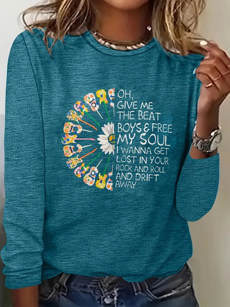 Women's 3D Printed Long Sleeve Crew Neck Sweatshirt