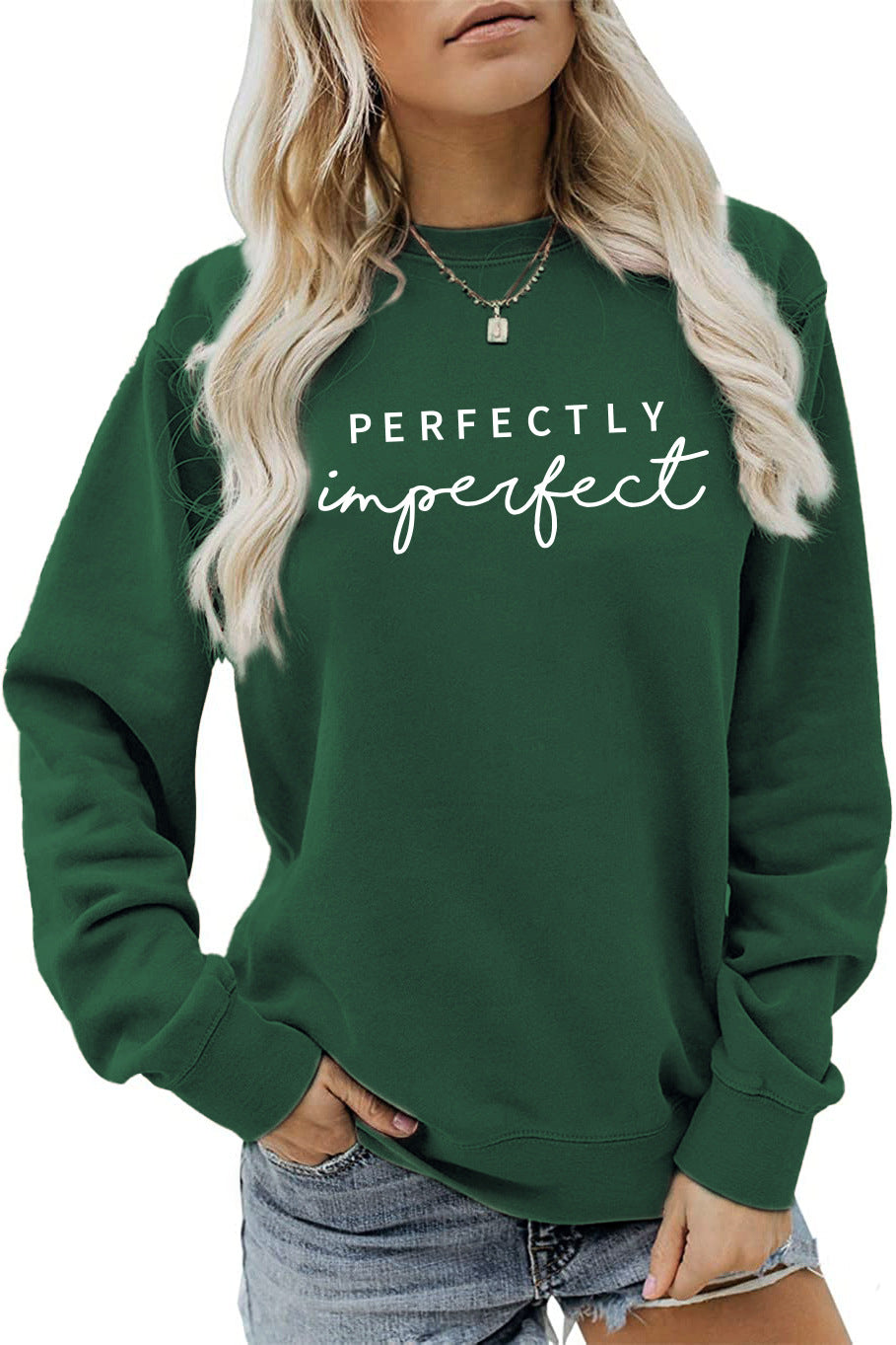 PERFECTLY Imperfect Women's Round Neck Long Sleeve Sweater