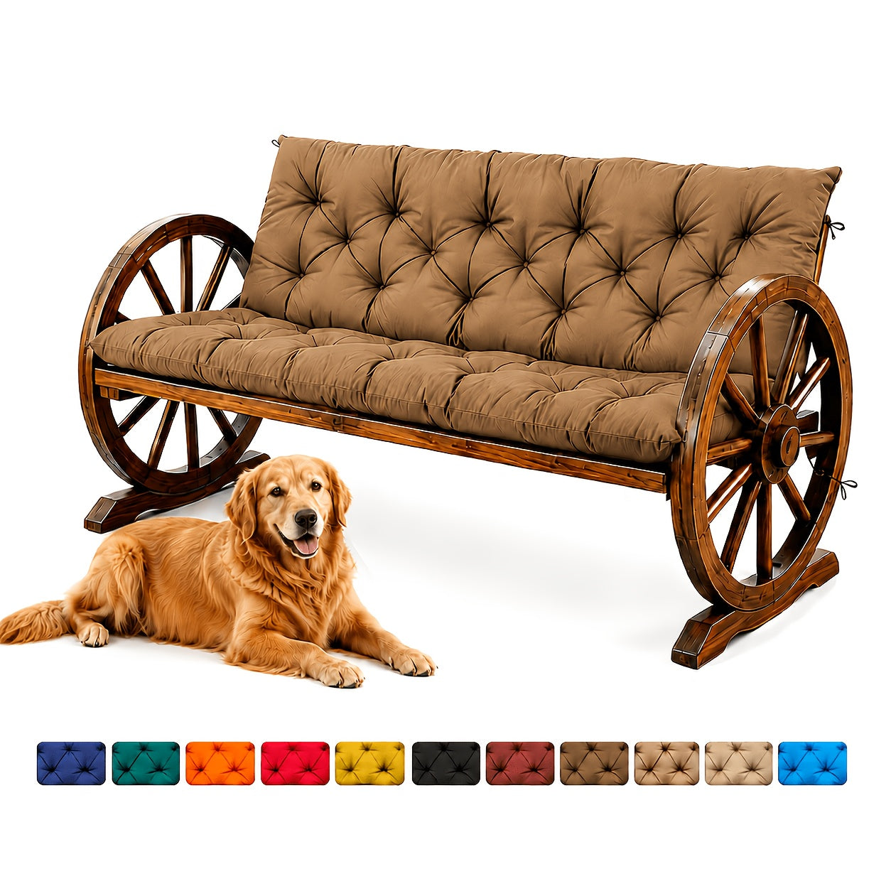Porch Swing Cushions Waterproof All-Weather Fade-Resistant 60 Inch X 40 Thick 5'' Patio Chair Cushions with Ties for Backyard 2-3 Seater Replacement with Backrest Ergonomic Lumbar Support