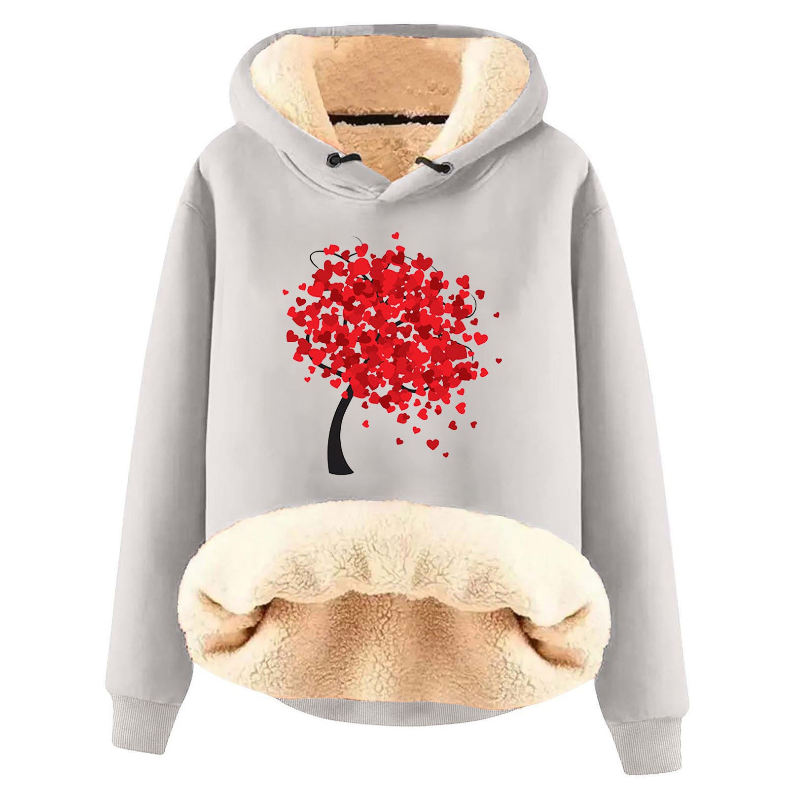 Fleece-Lined Warm Loose Hooded Pullover Sweatshirt