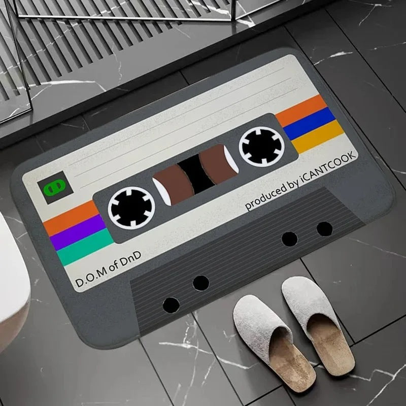 Cassette-style Flannel Bath Mat Bathroom Rug