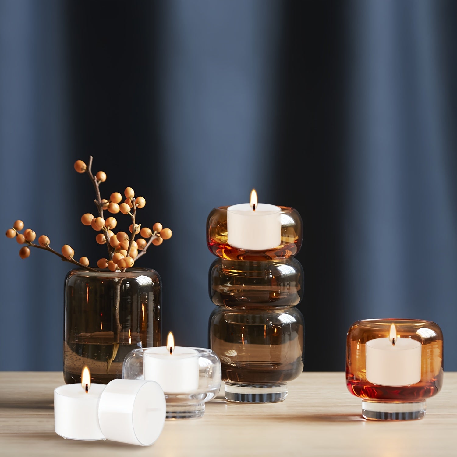 100 Small Tea Wax Candles – Vanilla Scent, 8‑Hour Burn Time