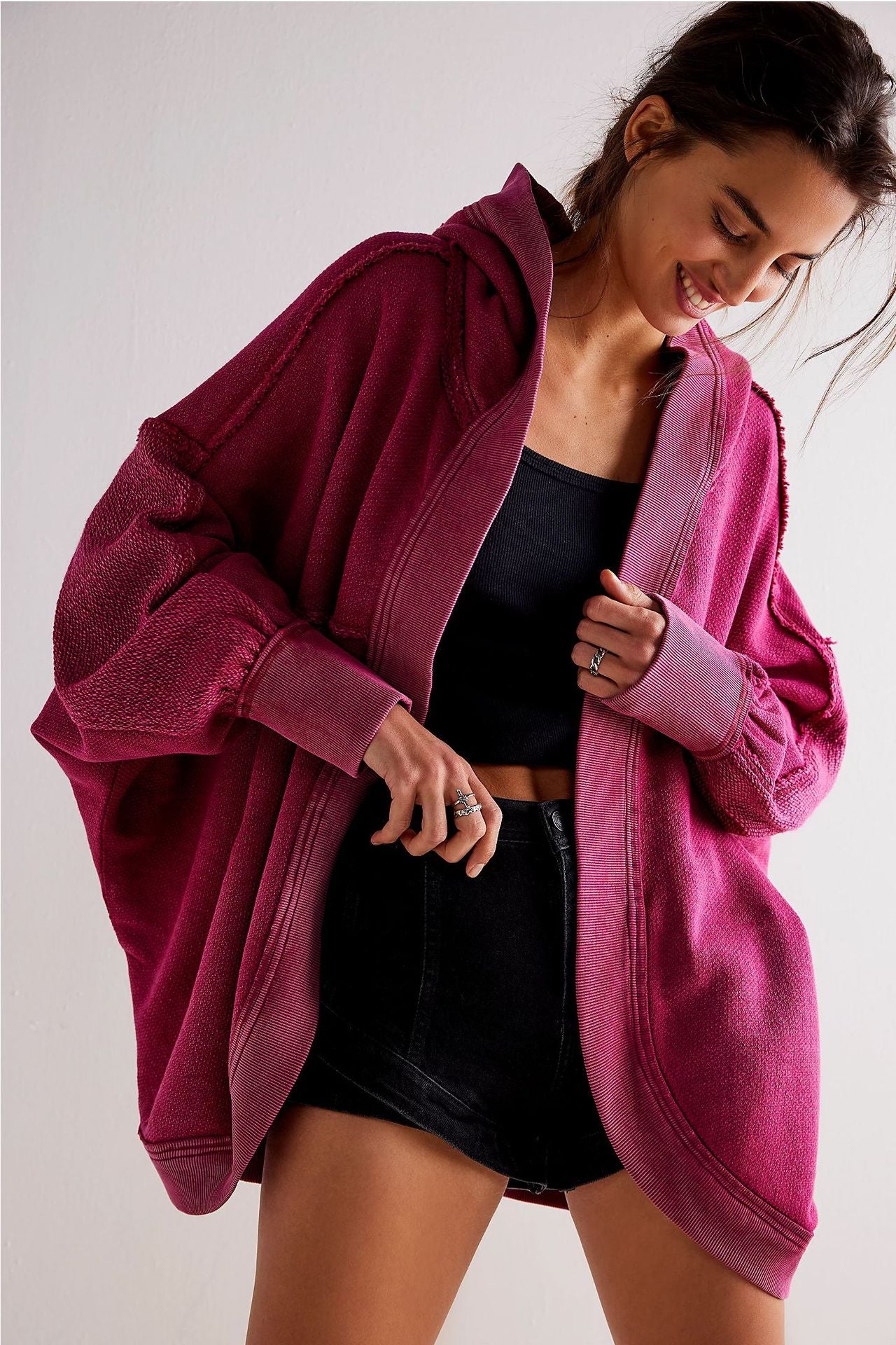 Retro Sport Hooded Cardigan Cotton Zip Sweatshirt