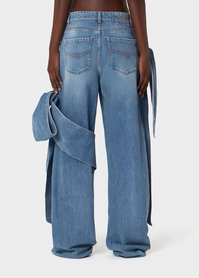 Sexy Bow Tie Denim Crop Top & Ultra Short Set
