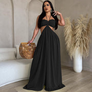 Chiffon Backless Wide-Leg Jumpsuit