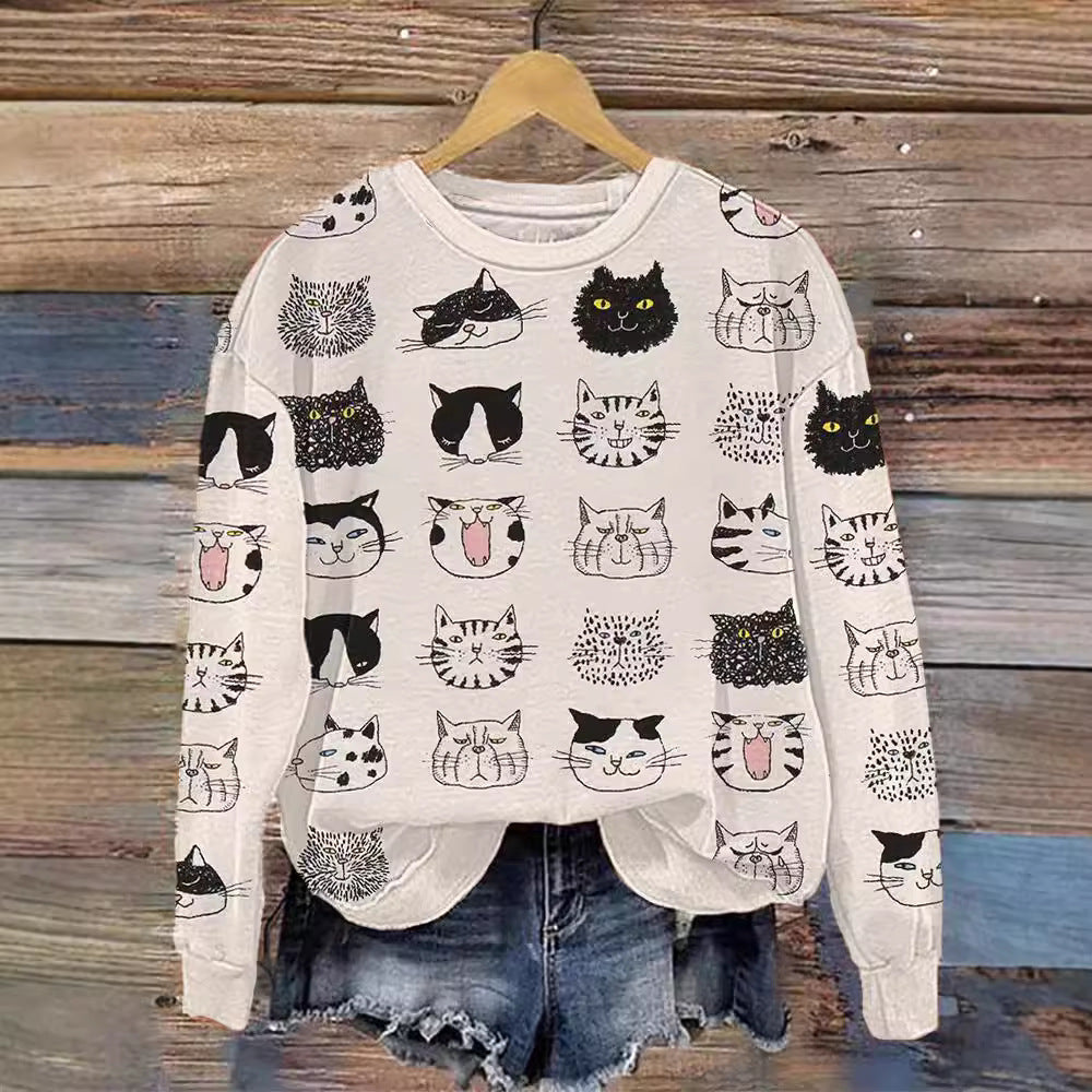 Trendy Animal Print Streetwear Hoodless Sweater for All