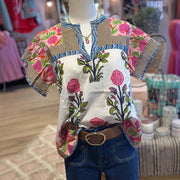 Summer New Women's Loose Casual Print Round Neck Shirt