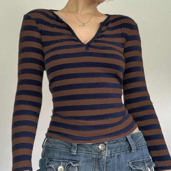 Cozy Striped Long-Sleeve Pullover Sweater