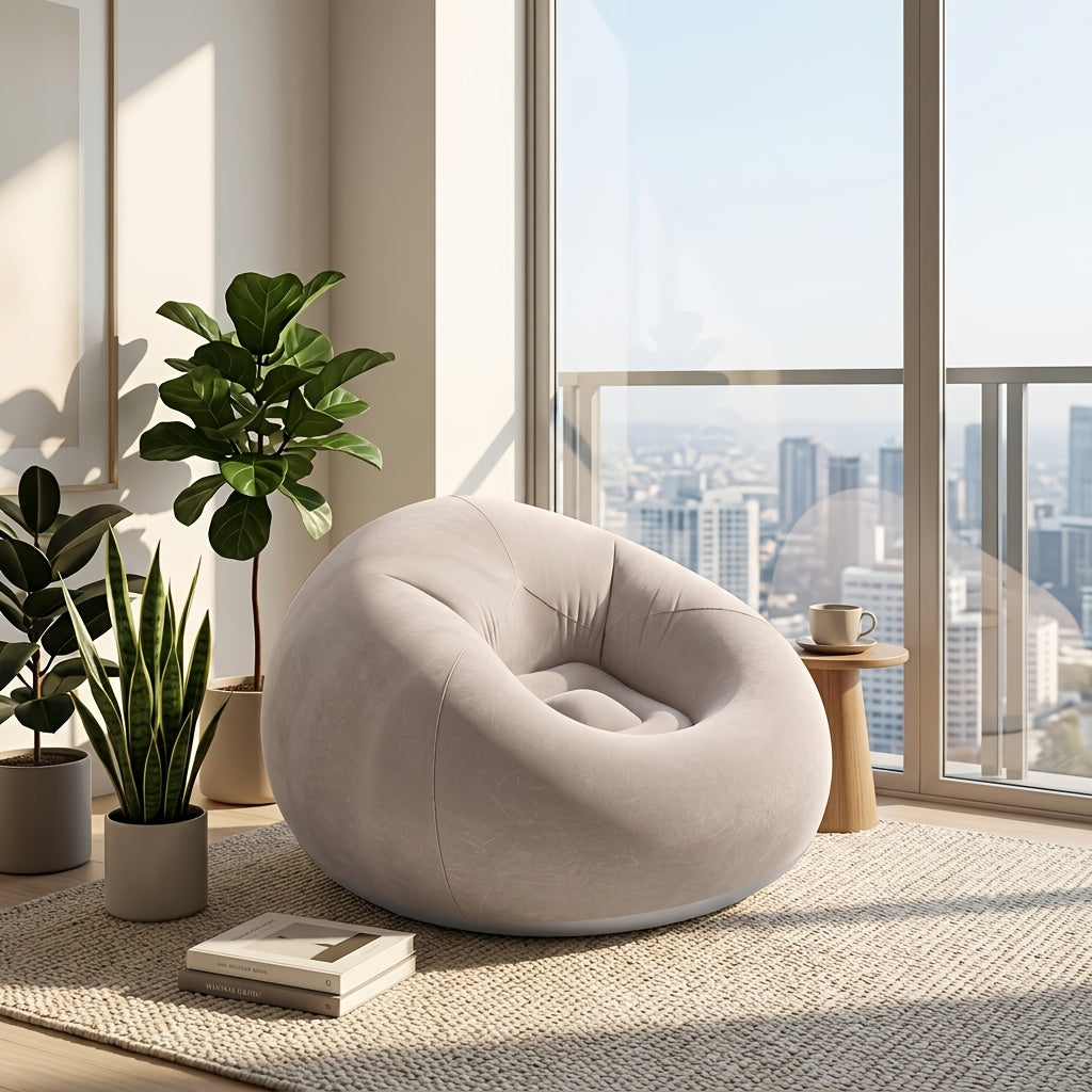 Inflatable Circular Single Sofa Chair – Soft Lazy Seat for Indoor & Outdoor