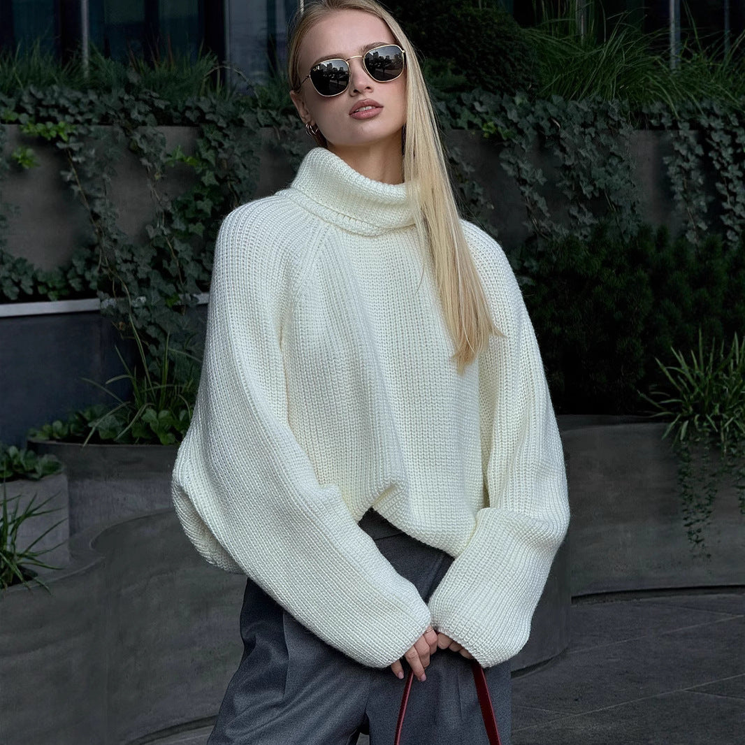 White Pullover Loose Sweater for Women