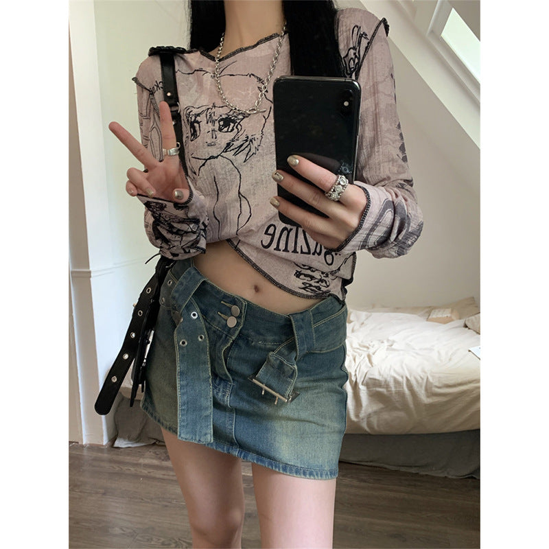 Chic Printed Long Sleeve Top for Women