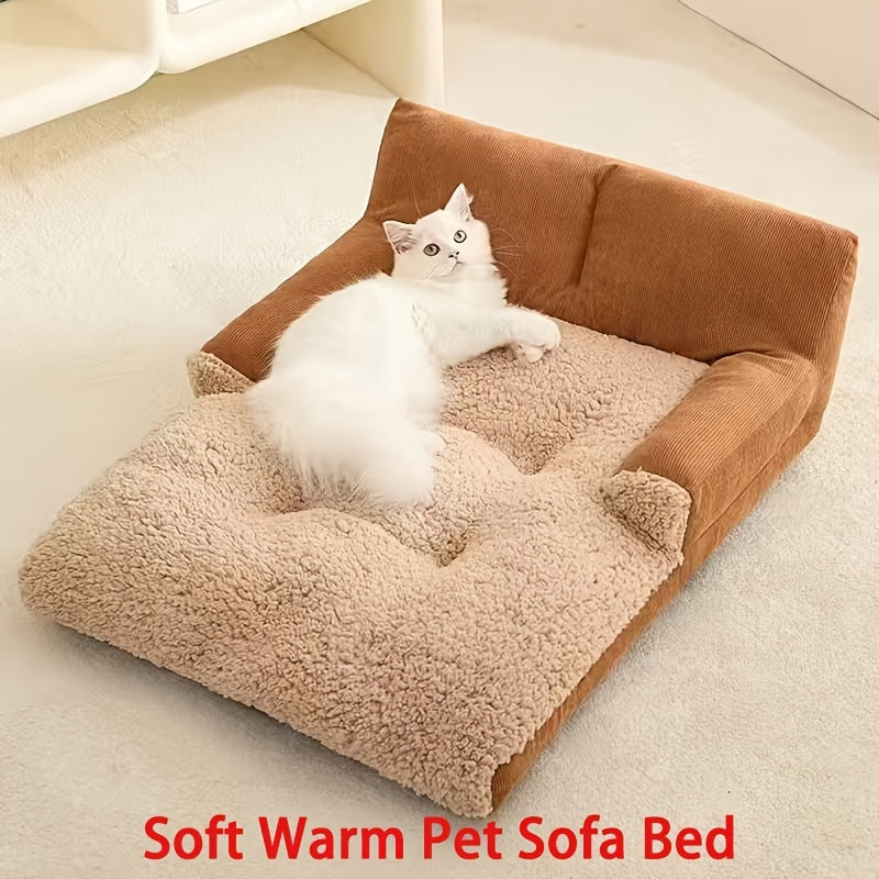2 Sizes Soft Warm Pet Bed - Plush Rectangular Dog Bed With Cushioned Interior, Brown &, Polyester & Polypropylene Fiber Fill, Durable & Comfortable For Small To, Medium Dogs, Dog Bed, Cozy Pet