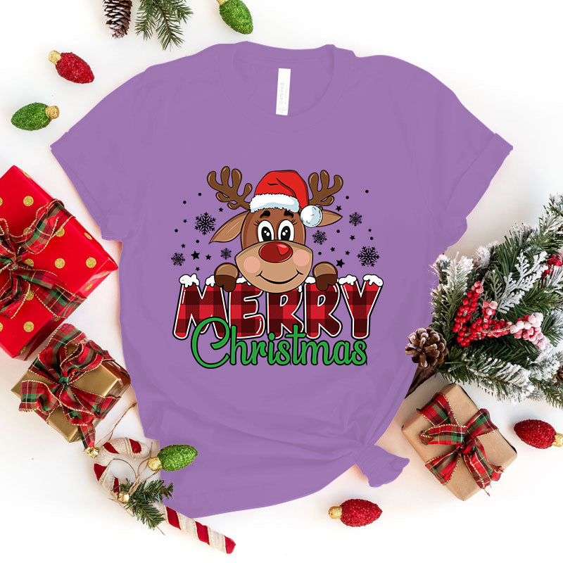 Cute Merry Christmas Printed Tee - Festive Holiday Shirt