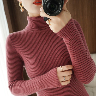 Autumn and Winter Women's Slim-fit Pullover Knit Sweater for Layering