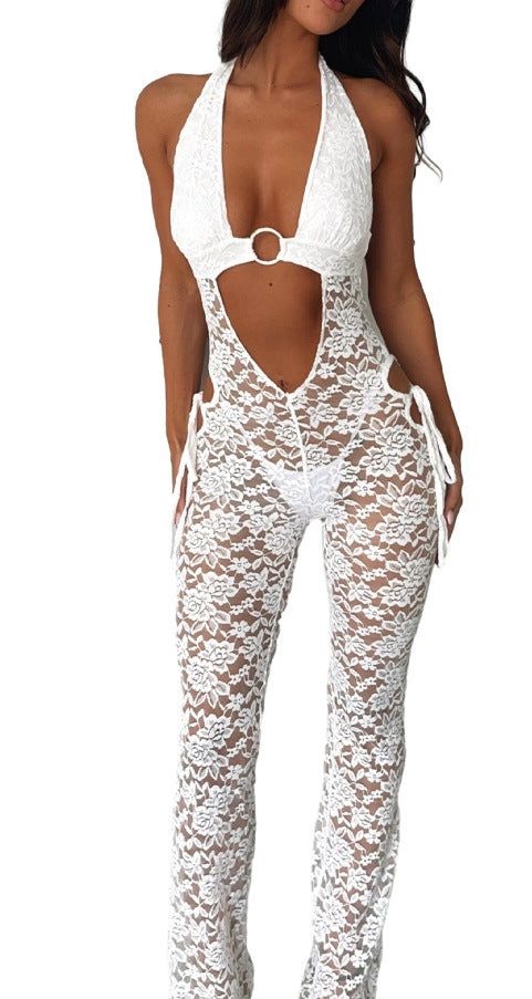 Halter Neck One-Piece Fitted Jumpsuit for Women