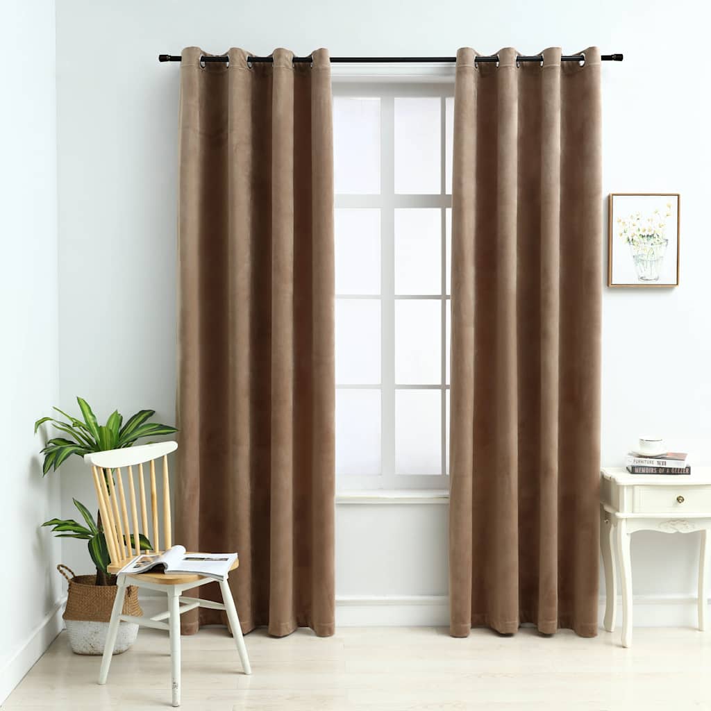 Blackout Curtains with Eyelets, 2 Pieces, Velvet