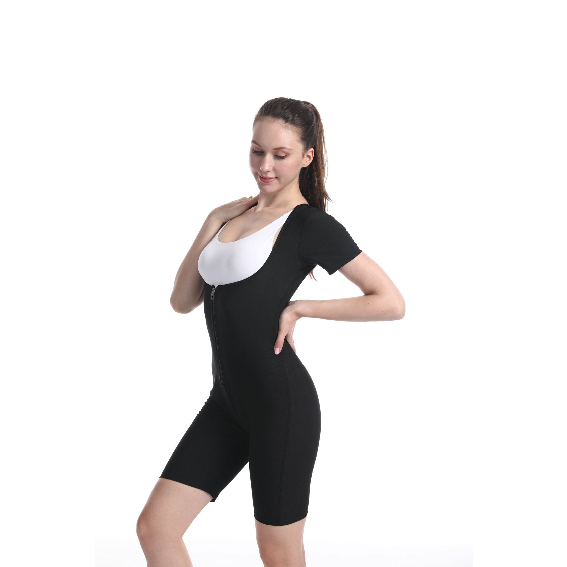 Womens Shaping Long-Sleeve Base Top And Waist-Cinching Jumpsuit