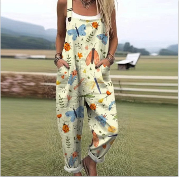 Men's 3D Print Casual Suspender Trousers